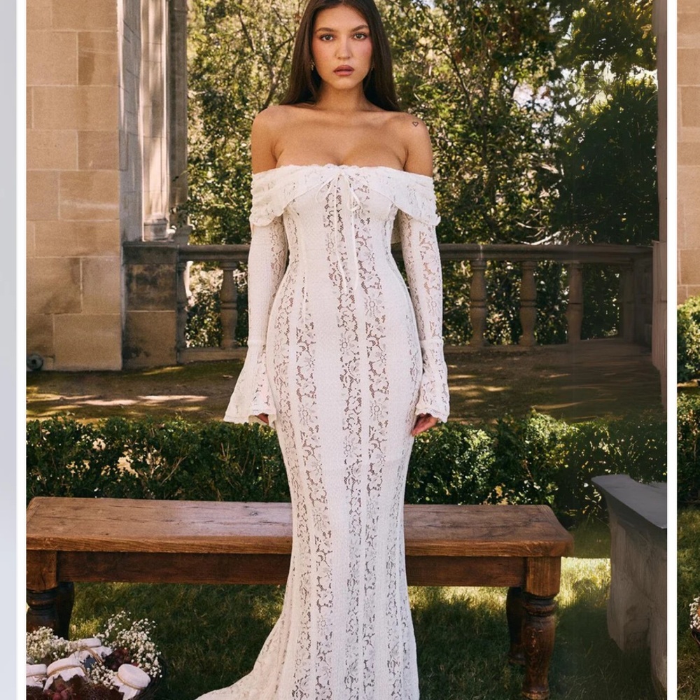 Elegant Off-Shoulder Lace White Dress